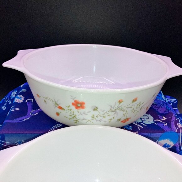 Vintage Pyrex Emily Spring Garden Cinderella Bowls Casserole Dishes England 70s - Picture 2 of 9
